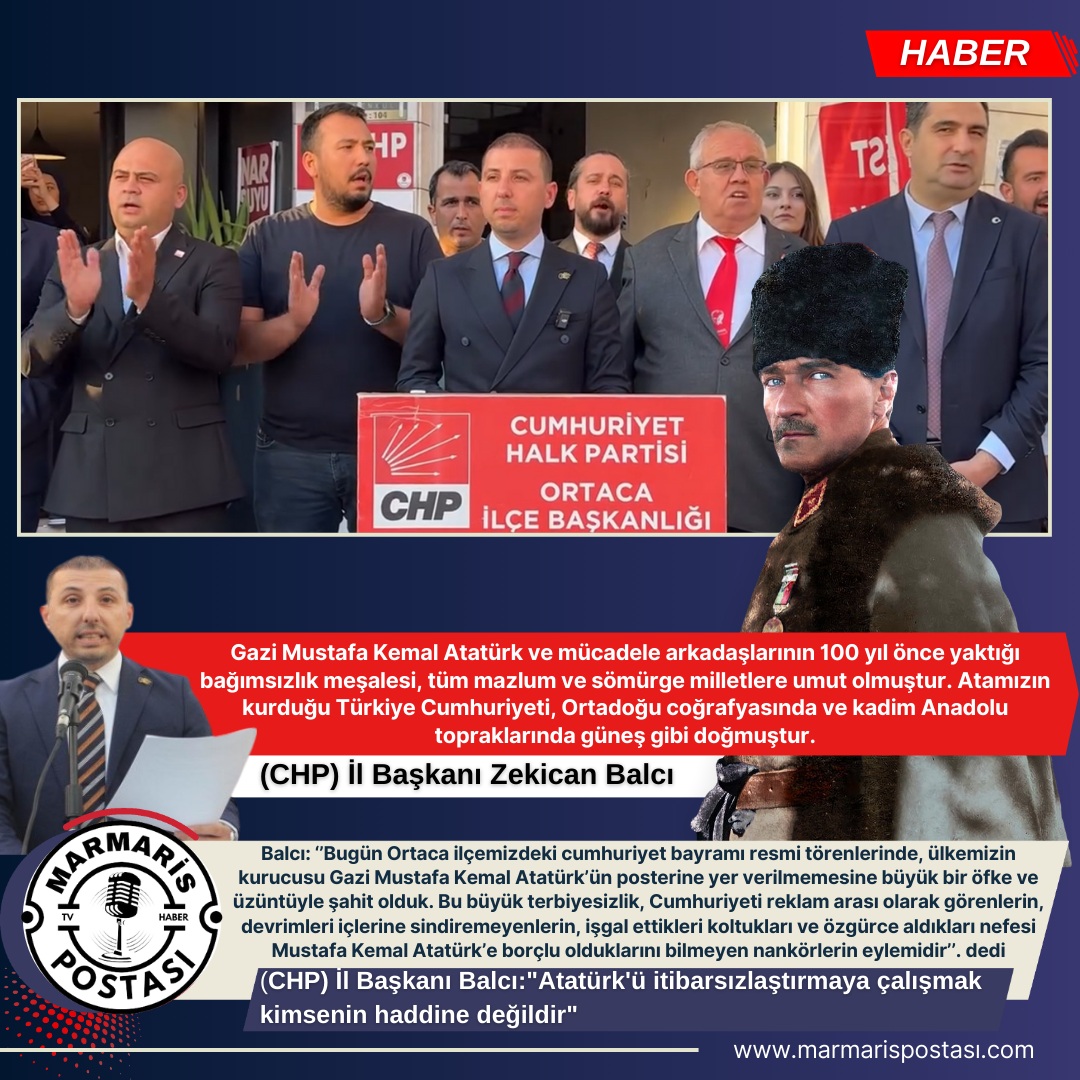 (CHP) İl Başkanı Zekican Balcı, Cumhuriyet Bayramı resmi törenlerine ilişkin basın açıklaması yaptı.  