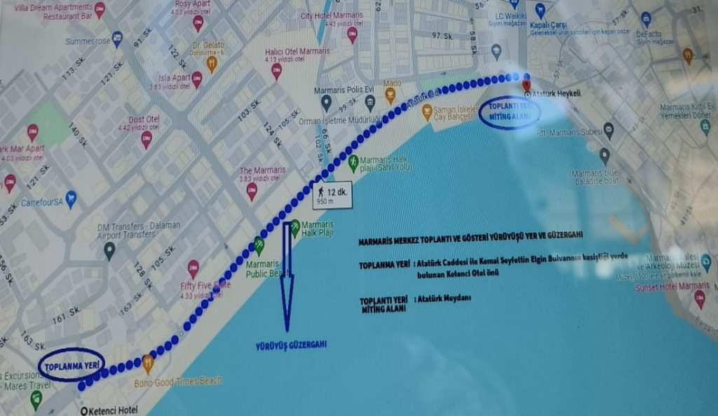 MARMARİS’TE TOPLANTI VE GÖSTERİ YÜRÜYÜŞÜ ALANLARI GÜNCELLENDİ